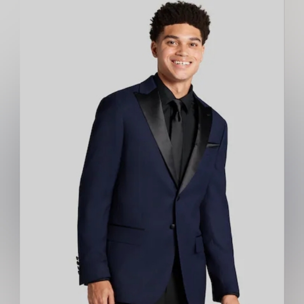 Men's Blue Satin-Lined Blazer Slim FIr